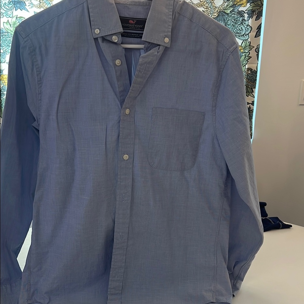 Vineyard Vines Light Blue Pinstripe Classic Fit Murray Button-Down Shirt